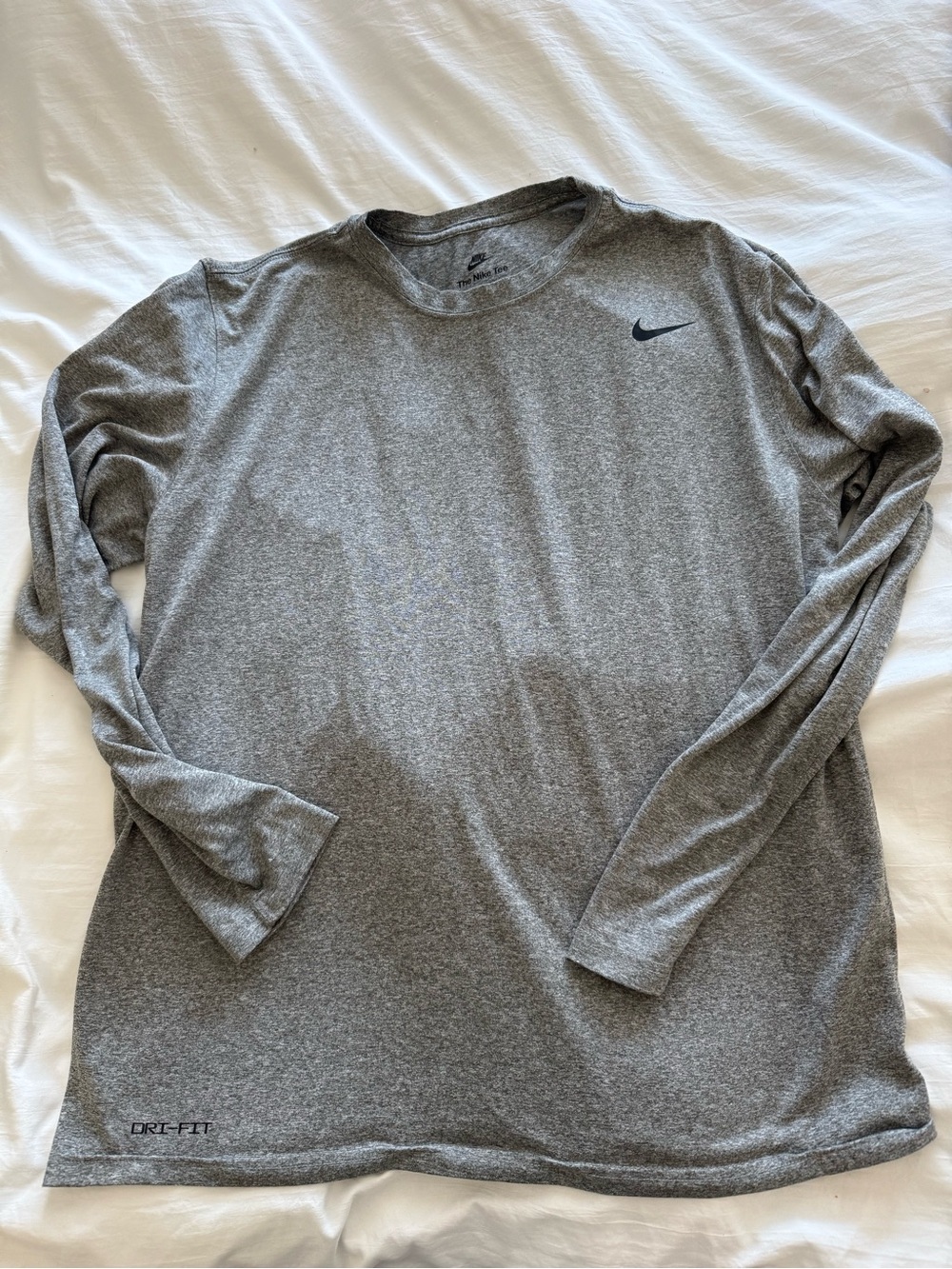 Nike Men's Heather Gray Long Sleeve Dri-FIT Performance Tee